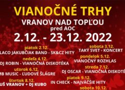 Vranov: program vianočných trhov od 2.12. – 23.12.2022 Vianočne - I